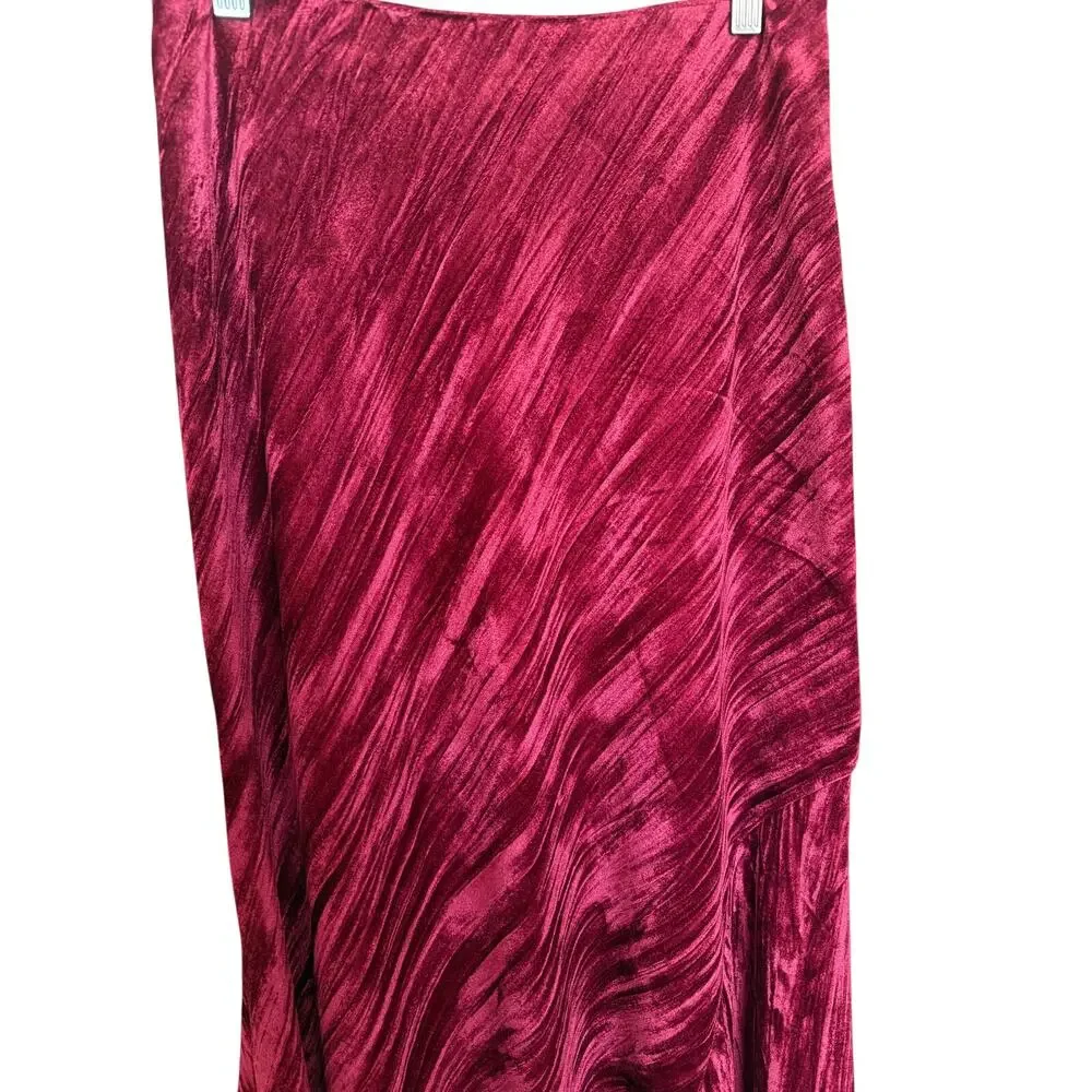 Free People Noa Velvet Slip Skirt Sz Small Fairytale Red Maxi Boho Romantic NWT - Picture 3 of 10